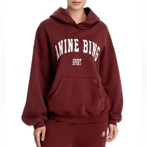 Anine Bing Harvey Cotton Sweatshirt Anine Bing Sport Size XS NEW dark cherry